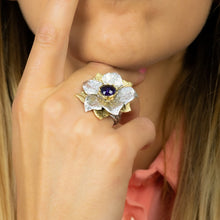 Carica l'immagine nel visualizzatore di Gallery, Anello con Fiore e pietra - Les Folies Gioielli - Argento 925